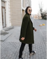 Чоловіче пальто прямого крою, темно-зелене, 7010-17